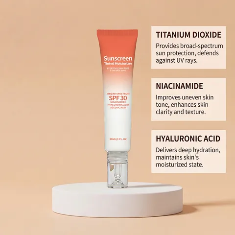 Crème Solaire Teintée Hydratante SPF 30 Large Spectre Crème Solaire Visage Légère Avec Niacinamide Et Acide Hyaluronique