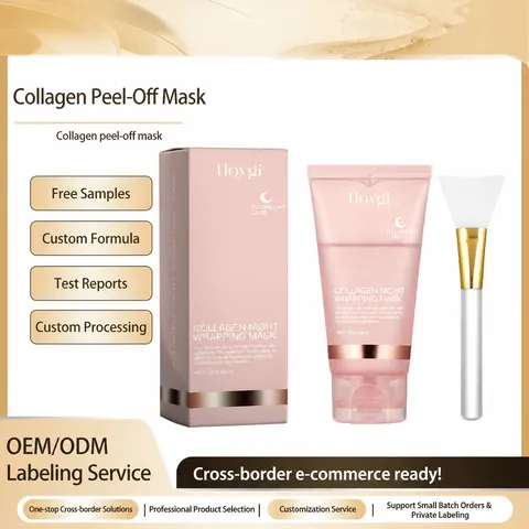Kollagen Peel-Off Gesichtsmaske Feuchtigkeitsspendend Tiefenreinigung Nacht Gesichtsmaske Mit Pinsel Für Hautpflege