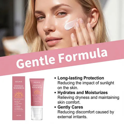 Crème Solaire Centella SPF 50+ Large Spectre Protection Solaire Visage Hydratante Rafraîchissante Non Grasse Produit de Soin