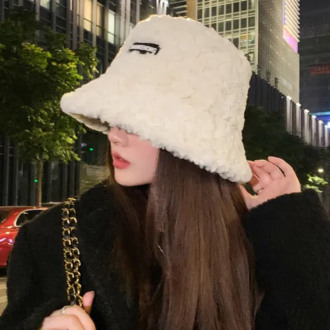 Winter Warm Mink Fleece Bucket Hat For Women Thickened Soft Plush Fisherman Cap Cute Casual Solid Color Winter Hat