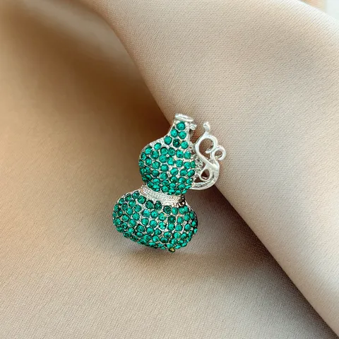 New Chinese Style Gourd Brooch Pin High-End Clothing Coat Corsage Alloy Rhinestone Fashion Jewelry