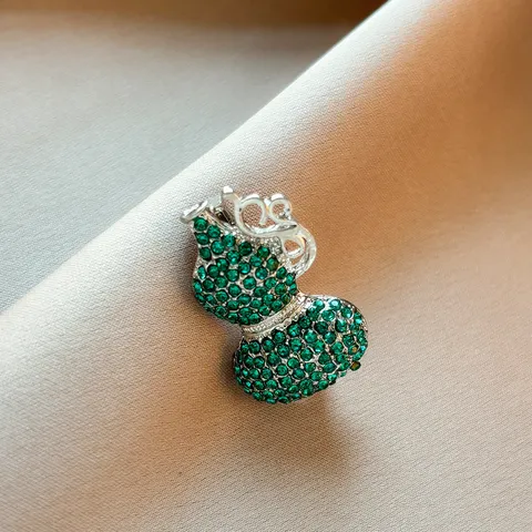 New Chinese Style Gourd Brooch Pin High-End Clothing Coat Corsage Alloy Rhinestone Fashion Jewelry