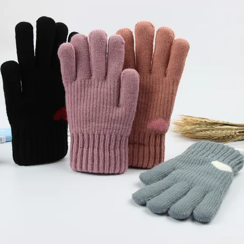 Guantes de Punto Cálidos de Invierno para Mujer Forro de Peluche de Doble Capa Espesado Guantes Térmicos de Ciclismo para Clima Frío