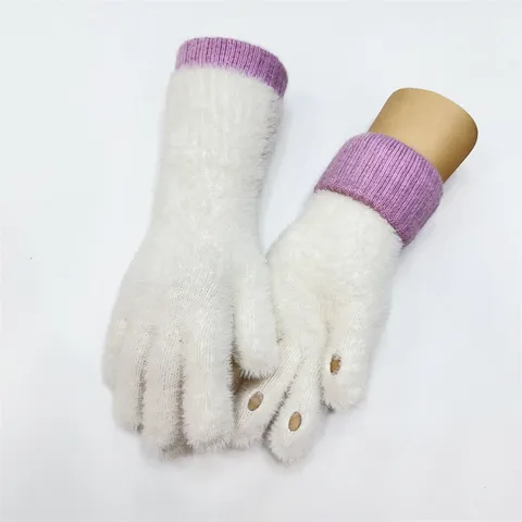 Women Winter Long Knitted Gloves Touch Screen Warm Soft Solid Color Sweet Style Daily Arm Warmers