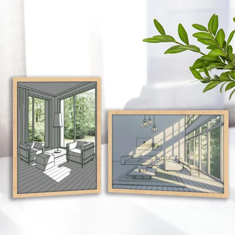 Cadre Photo en Bois Peinture Lumière LED DIY Moderne Minimaliste Décoration Murale Salon