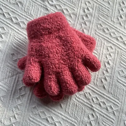 Children Winter Warm Knitted Gloves Fleece Thickened Double-Layer Solid Color Kids Cold Weather Mittens