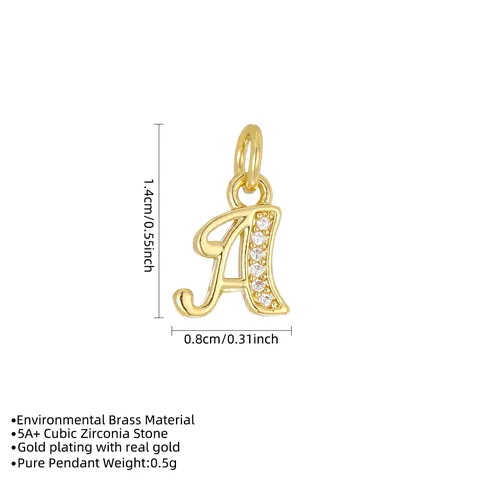 Fashion Copper 18K Gold Plated Alphabet Initial Letter Pendant Rhinestone Inlaid Jewelry Making Findings For Necklace Women Accessory