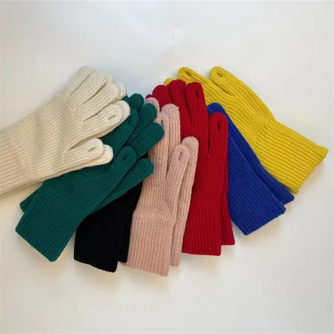 Women's Winter Warm Knit Fingerless Gloves Solid Color Cute Thermal Handwear For Cold Weather Daily Wear