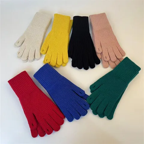 Women's Winter Warm Knit Fingerless Gloves Solid Color Cute Thermal Handwear For Cold Weather Daily Wear