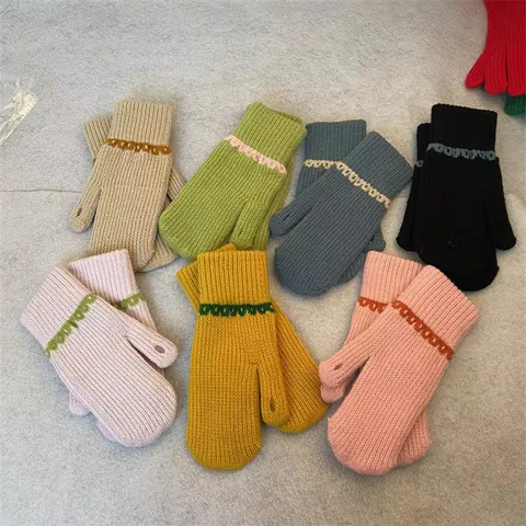 Women Winter Warm Touch Screen Knitted Gloves Jacquard Full Finger Mittens Acrylic Fashion Cold Weather Gear
