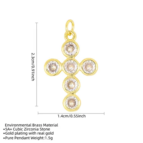 Copper Cubic Zirconia Cross Pendant Luxury Gold Silver Electroplated Geometric Pendants Only For Women Jewelry DIY Making Charm