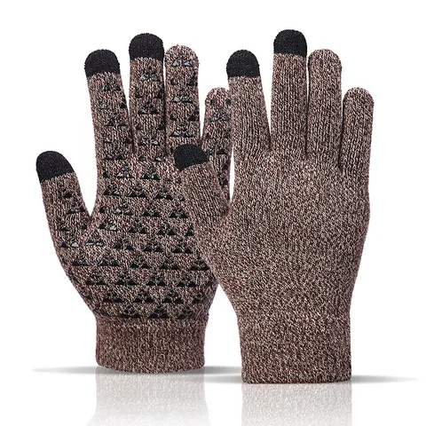 Winter Warm Fleece Lined Touchscreen Gloves Men Women Thickened Knit Thermal Windproof Anti-Slip Cold Weather Gloves