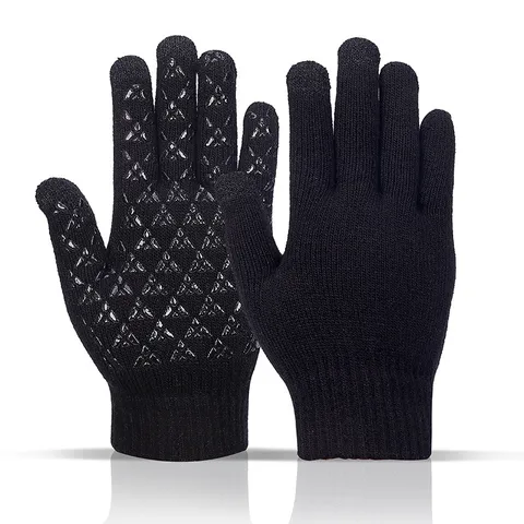Winter Warm Fleece Lined Touchscreen Gloves Men Women Thickened Knit Thermal Windproof Anti-Slip Cold Weather Gloves