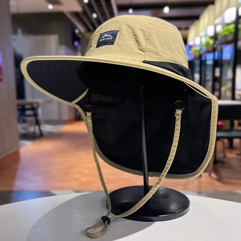 Unisex Outdoor Sun Protection Bucket Hat Wide Brim Hiking Fishing Cap