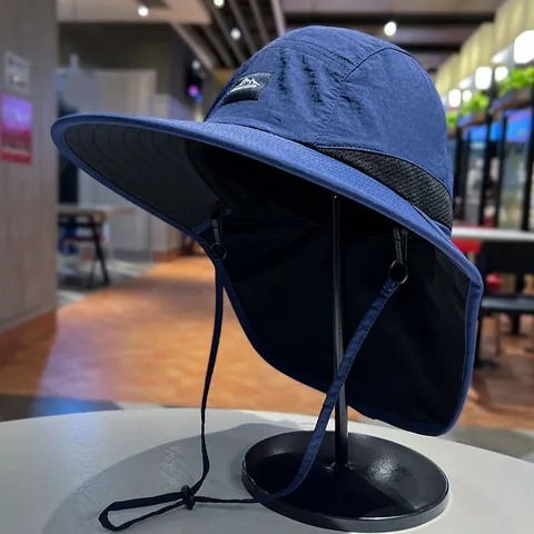 Herren Outdoor Sonnenschutz Bucket Hat mit breiter Krempe und Nackenschutz atmungsaktives Polyester