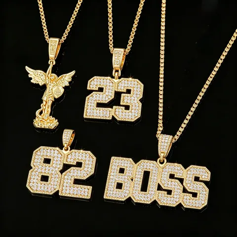 Hip Hop 18K Vergoldet Kupfer Strass Anhänger Halskette Für Herren Damen Iced Out Kubische Zirkonia Stil Schmuck Geschenk