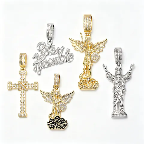 Hip Hop 18K Vergoldet Kupfer Strass Anhänger Halskette Für Herren Damen Iced Out Kubische Zirkonia Stil Schmuck Geschenk