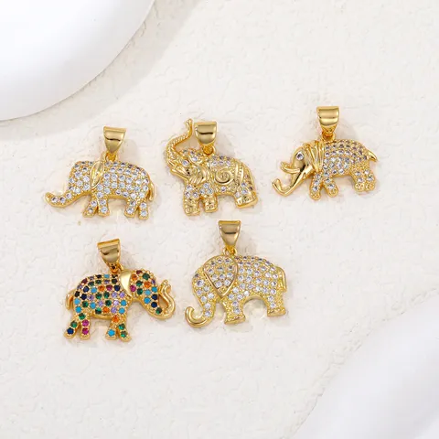 Luxury Gold Plated Copper Elephant Pendant Necklace Sparkling Zirconia Animal Charm Necklaces For Women Fashion Jewelry Gift