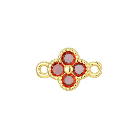 Copper Four Leaf Clover Pendant Zirconia DIY Jewelry Connector Charm Women Fashion Necklace Bracelet Accessories