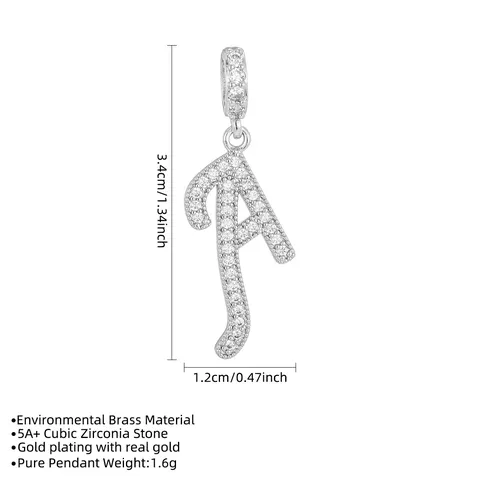 Fashion Copper Rhinestone English Letter Pendant Gold Silver Initial Charm For DIY Necklace Making Women Jewelry Accessory