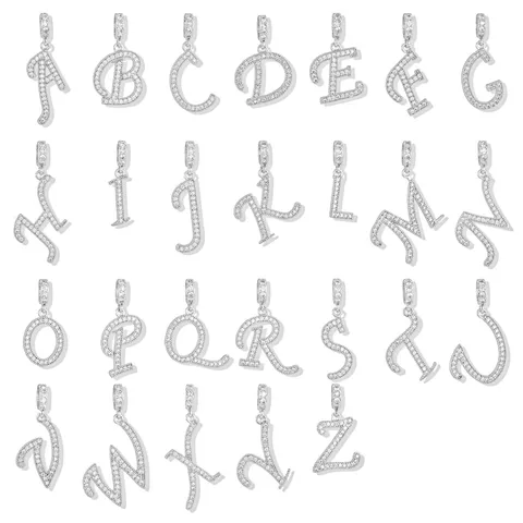 Fashion Copper Rhinestone English Letter Pendant Gold Silver Initial Charm For DIY Necklace Making Women Jewelry Accessory