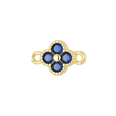 Zirconia Four Leaf Clover Double Loop Connector DIY Jewelry Making Copper Gold Plated Charms For Bracelet Necklace Pendant
