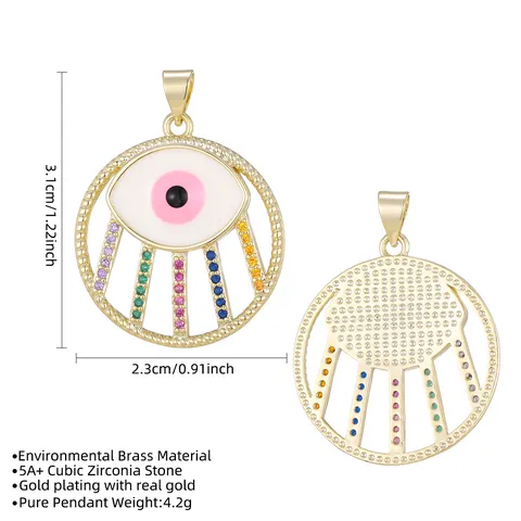 18K Gold Plated Copper Evil Eye Enamel Pendant Necklace Personalized Rhinestone Inlaid Fashion Jewelry Accessories For Women