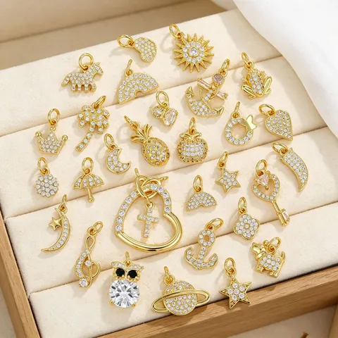 18K Gold Plated Brass Zirconia Mini Animal Pendants Only For DIY Jewelry Making Bracelet Necklace Accessories For Women
