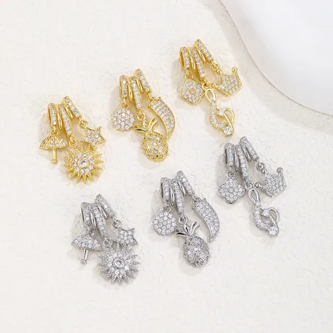 Fashion Copper 18K Gold Plated Splicing Rhinestone Pendant Necklace Sunflower Pineapple Chili Choker Jewelry For Women