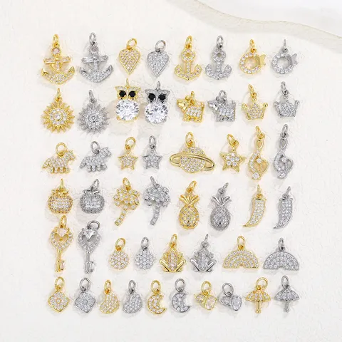 18K Gold Plated Brass Zirconia Mini Animal Pendants Only For DIY Jewelry Making Bracelet Necklace Accessories For Women