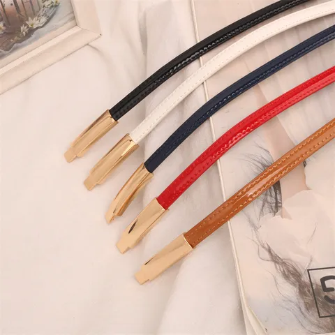 Minimalist Genuine Cowhide Leather Skinny Belt For Women Adjustable Alloy Buckle Thin Waist Strap For Dresses Fashion Accessory
