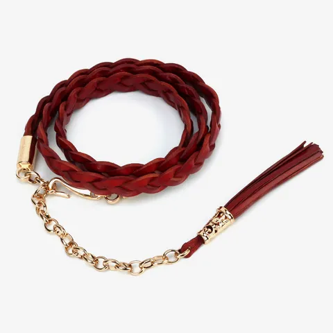 Catena da Vita in Vera Pelle di Vacchetta Donna Gonna Abito Cappotto Cintura Sottile Catena Metallica Tessuta Nappa Moda