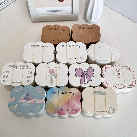 Cartes de Présentation de Bijoux Carton Kraft Forme de Nuage DIY Cartes d'Emballage d'Accessoires de Coiffure pour Présentation à la Main