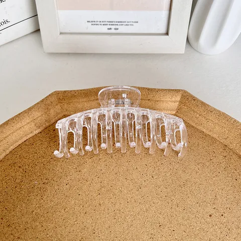 Grande Pince à Cheveux en Plastique Transparent pour Femmes Cheveux Épais Style Coréen Géométrique Pince à Requin Nœud Coiffure