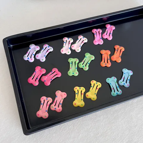 Cute Candy Color Bone BB Hair Clips Sweet Polka Dot Pattern Mini Metal Hairpins For Kids Baby Pets Hair Accessories