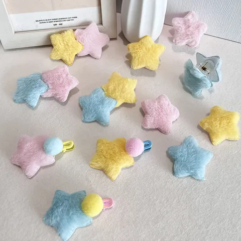 Süße Plüsch Stern Haarklammern Weiche Kunstfell Seitenbarrettes Stern Haarnadeln Für Süße Mädchen Herbst Winter Süße Haar Accessoires