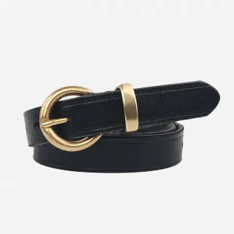 Cintura in Vera Pelle da Donna Vintage Casual con Fibbia ad Ardiglione in Metallo Cintura in Pelle di Mucca per Jeans Abiti Accessori di Moda