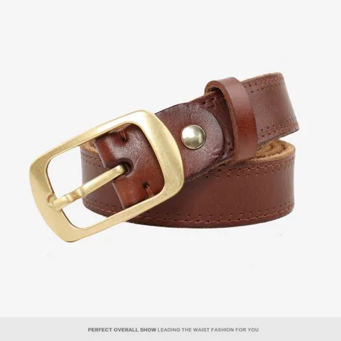 Cintura in Vera Pelle Vintage da Donna Fibbia ad Ardiglione Retro Cintura da Vita Casual per Jeans Moda Femminile