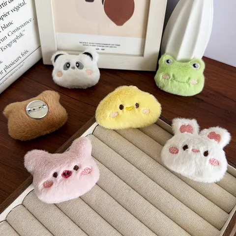 Breloques Animaux en Peluche Dessin Animé DIY Panda Lapin Grenouille Pendentif pour Vêtements Sac Broche Accessoires Cadeaux