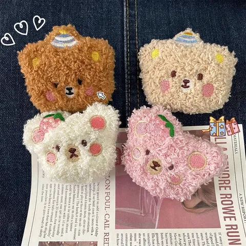 Accessoires de Bricolage en Peluche Ours en Peluche de Dessin Animé Mignon Broche Tête d'Ours Ornement de Sac Décoration de Patch de Vêtements