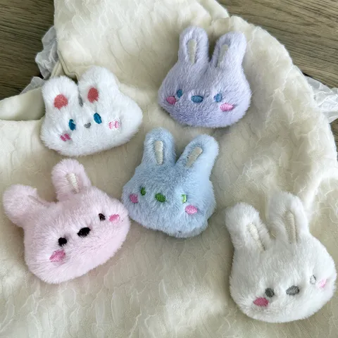 Tête de Poupée de Lapin en Peluche de Dessin Animé Accessoires DIY Pour Décoration de Broche Écharpe Tissu Doux Tête de Lapin Broderie