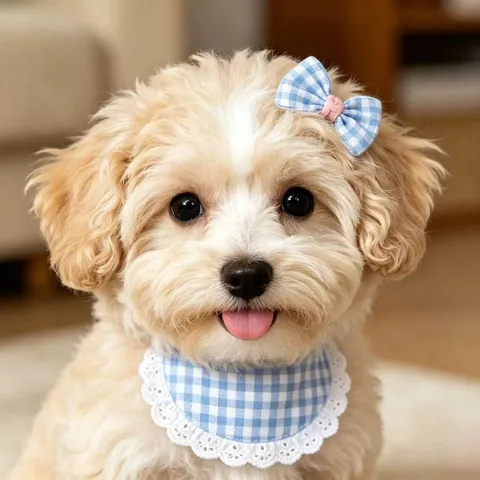 Handmade Cute Plaid Bowknot Pet Hair Clips Mesh Dog Hair Accessories For Small Dogs Puppy Hair Decoration