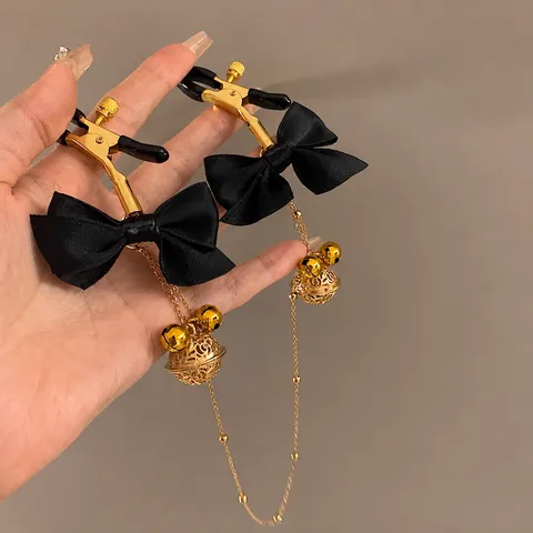 Metal Nipple Clamps With Bow Bells Teaser Body Jewelry For Women Adult Party Cosplay Novelty Accessories