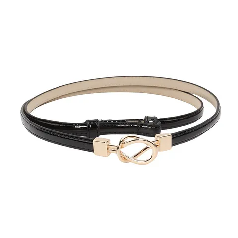 Cintura da Abito Sottile in Pelle PU Versatile da Donna Cinturino con Fibbia Annodata in Metallo Minimalista per Maglione Abito Cappotto Gonna