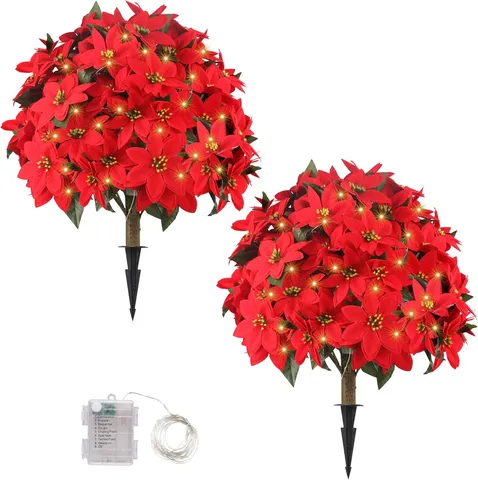 Weihnachten Künstliche Weihnachtsstern Gartenstecker Baum LED Licht Outdoor Blumengesteck Für Garten Terrasse Deko