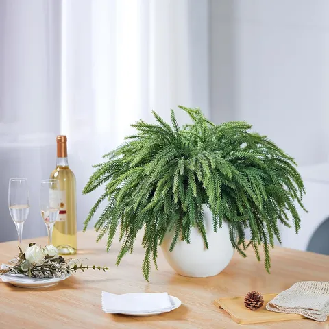 Artificial Norfolk Pine Branches Real Touch Soft Greenery Stems For Christmas Festive Home Vase DIY Decoration Holiday Decor