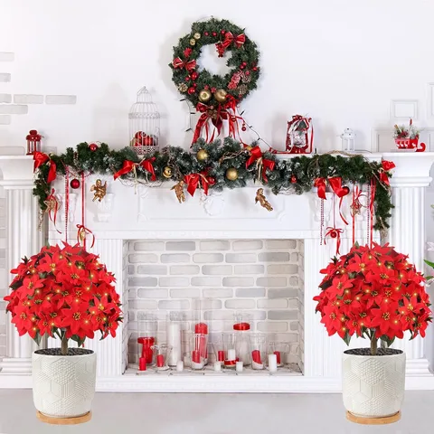 Weihnachten Künstliche Weihnachtsstern Gartenstecker Baum LED Licht Outdoor Blumengesteck Für Garten Terrasse Deko