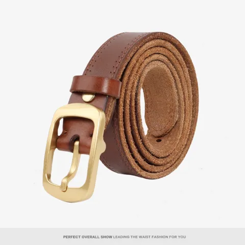 Cintura in Vera Pelle Vintage da Donna Fibbia ad Ardiglione Retro Cintura da Vita Casual per Jeans Moda Femminile