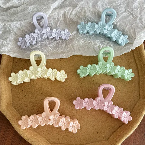 Grandes Pinces à Cheveux Mat Crème pour Cheveux Épais Pinces Crabe Antidérapantes pour Femmes Filles Accessoires Cheveux Fleur Étoile Nœud