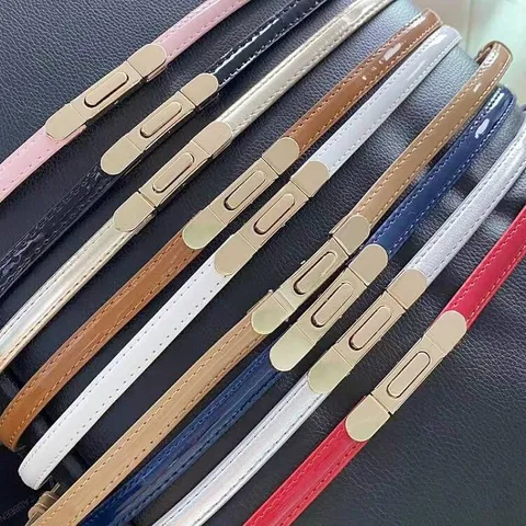 Cintura Sottile in Pelle PU alla Moda per Donna Minimalista Casual Abito Maglione Abito Camicia Fibbia in Metallo Oro Argento Accessori